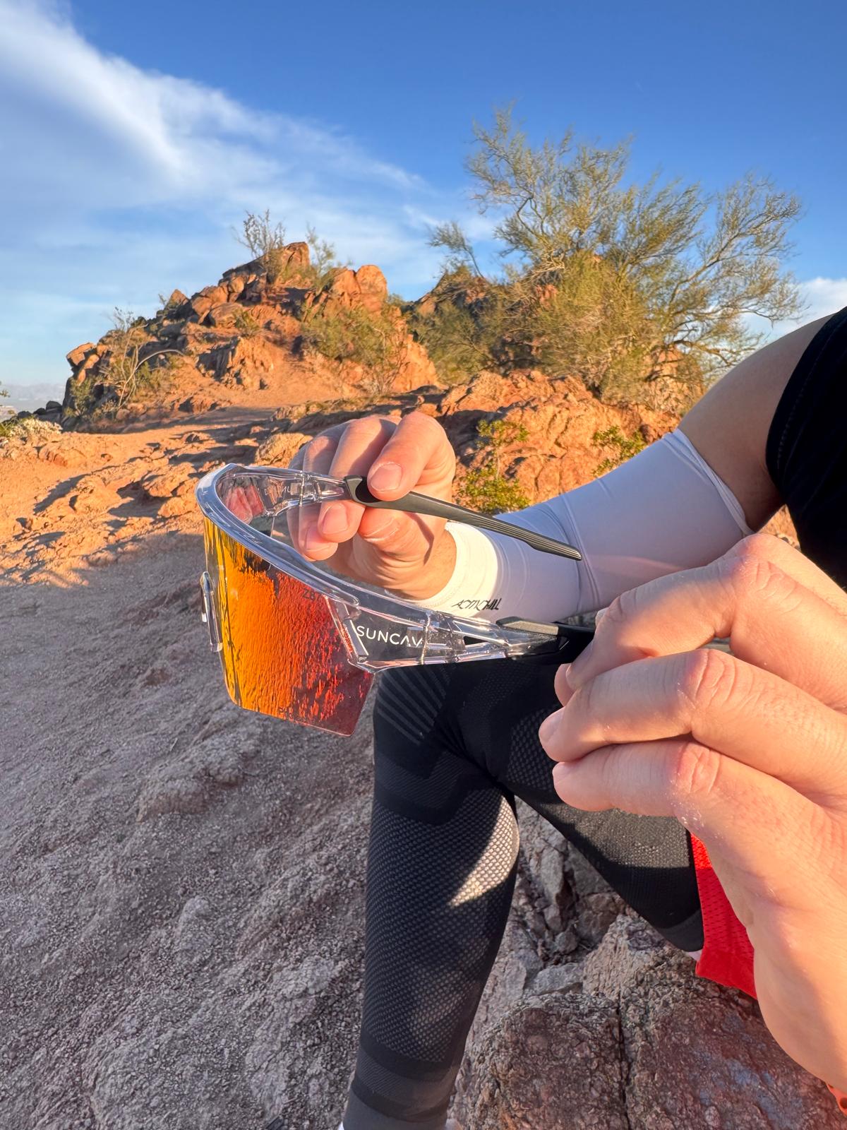 Photochromic, and ultra-resistant sports sunglasses.