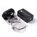 Photochromic, polarized, and ultra-resistant sports sunglasses.