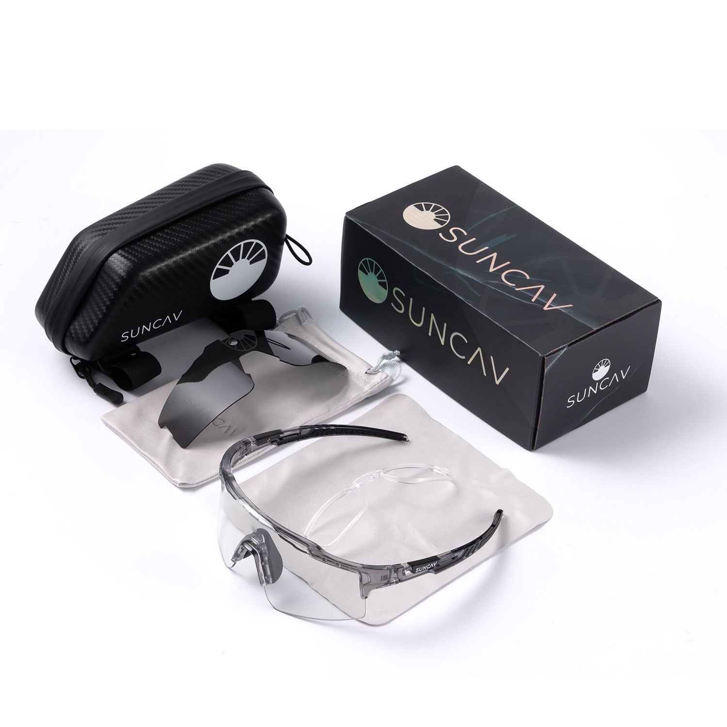 Photochromic, polarized, and ultra-resistant sports sunglasses.